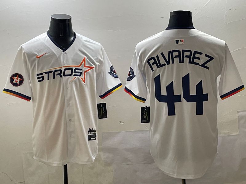 Men Houston Astros #44 Alvarez Cream Three generations Joint Name 2025 Nike MLB Jersey style 2->houston astros->MLB Jersey